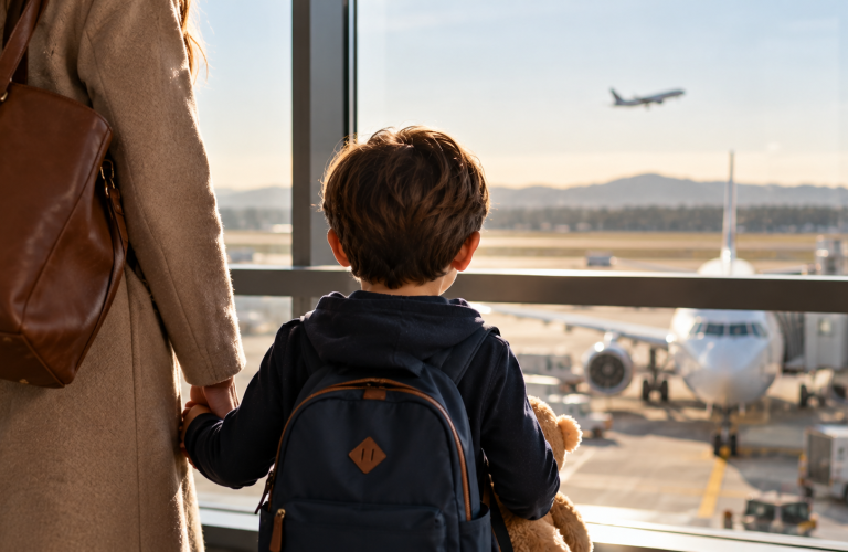 Mirando el avión juntos
