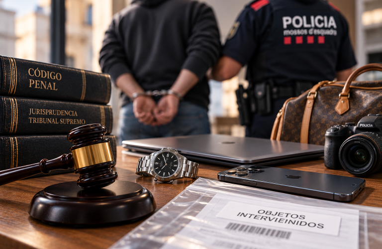 Objetos intervenidos en investigación policial