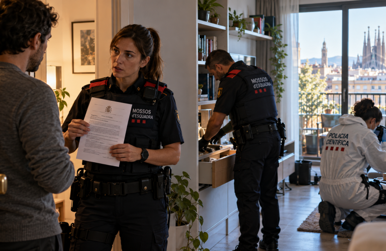 Registro policial en un piso de Barcelona