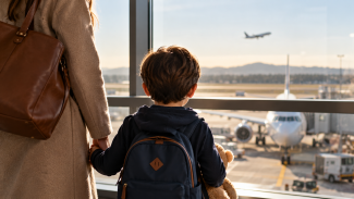 Mirando el avión juntos